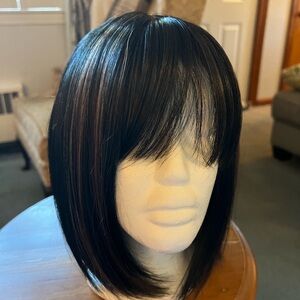 Wig, Dark Brown with some Mocha Highlights.